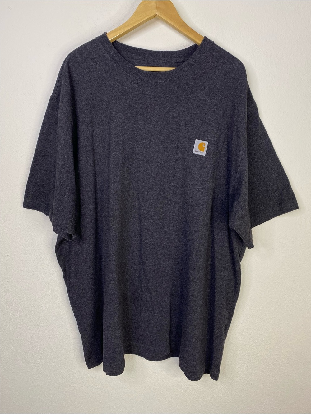 Carhartt Men's Loose Fit Charcoal Gray T-Shirt XXL Crewneck Logo Pocket Workwear